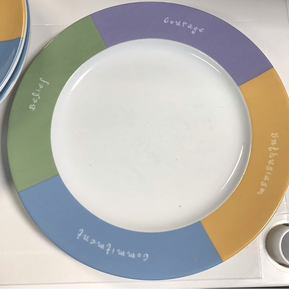 2 Mary Kay Dinner Plates 10” Handcrafted Inspirational Words to Live By no chips